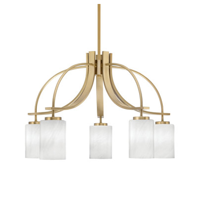 Cavella Light, Downlight Chandelier Shown With 4" White Marble Glass