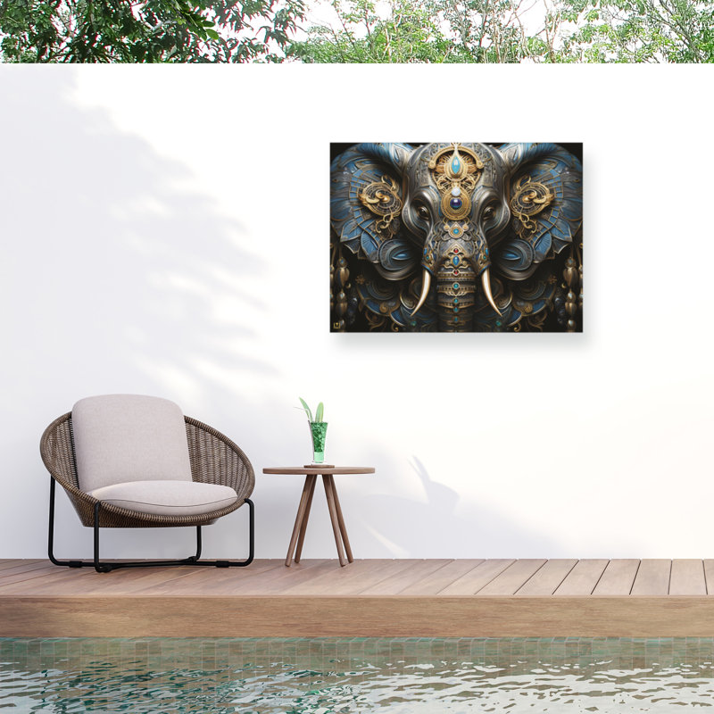 «Michael David Ward», toile monarque éléphant pour l'extérieur, H 35 po x l 47 po