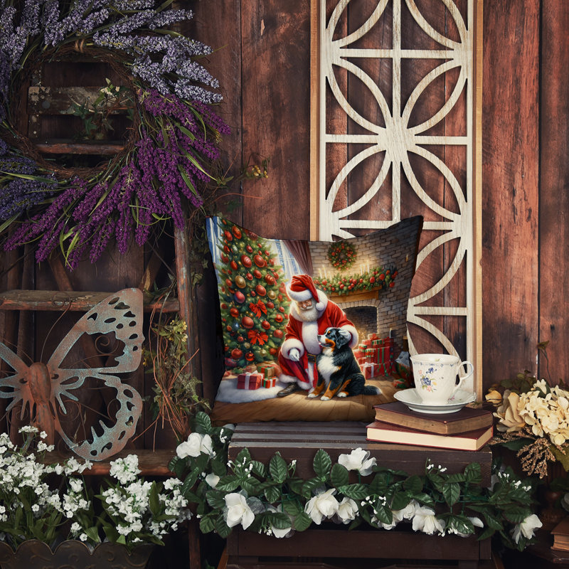 Coussin Bernese Mountain Dog and Santa Claus, H 14 po x l 14 po
