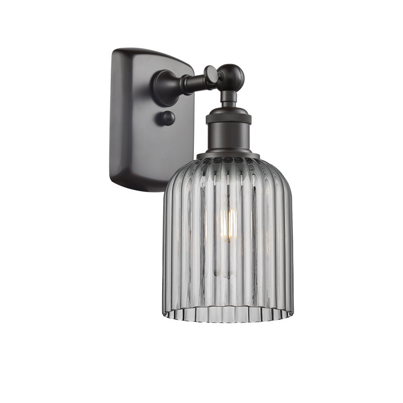 Applique à bras en acier Northgate, Bronze huilé, Gris fumée clair