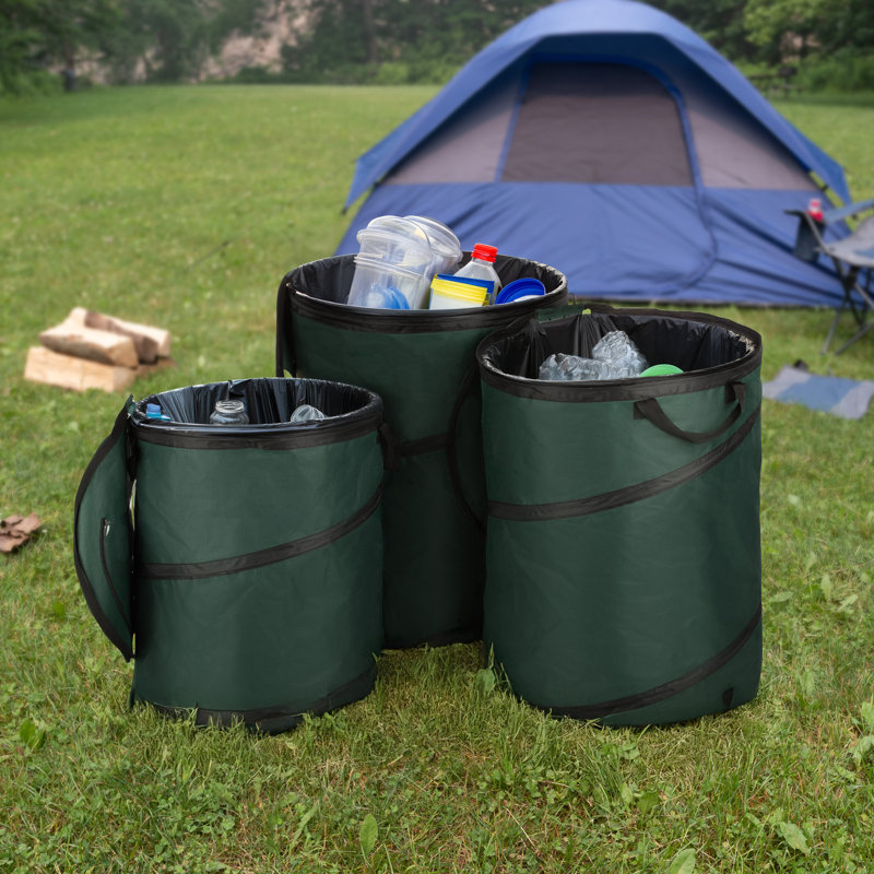 Poubelle pliante 3 pièces Wakeman Outdoor, 46 gallons,  Acier / tissu