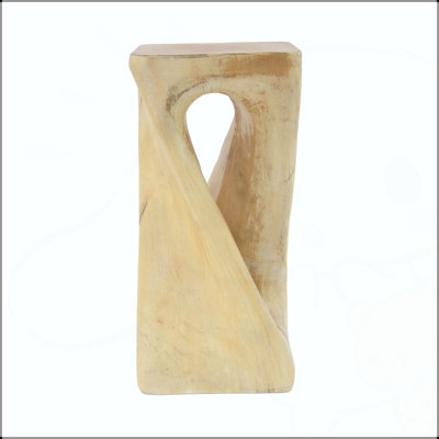 Twist Shape Outdoor Side Table, Lightweight Concrete, Wood-Like Texture, Perfect for Patio and Balcony Decor