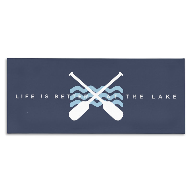 «Life Better At Lake Crossed Oars», art mural par Lil 'Rue, H 20 po x l 48 po x P 1,5 po