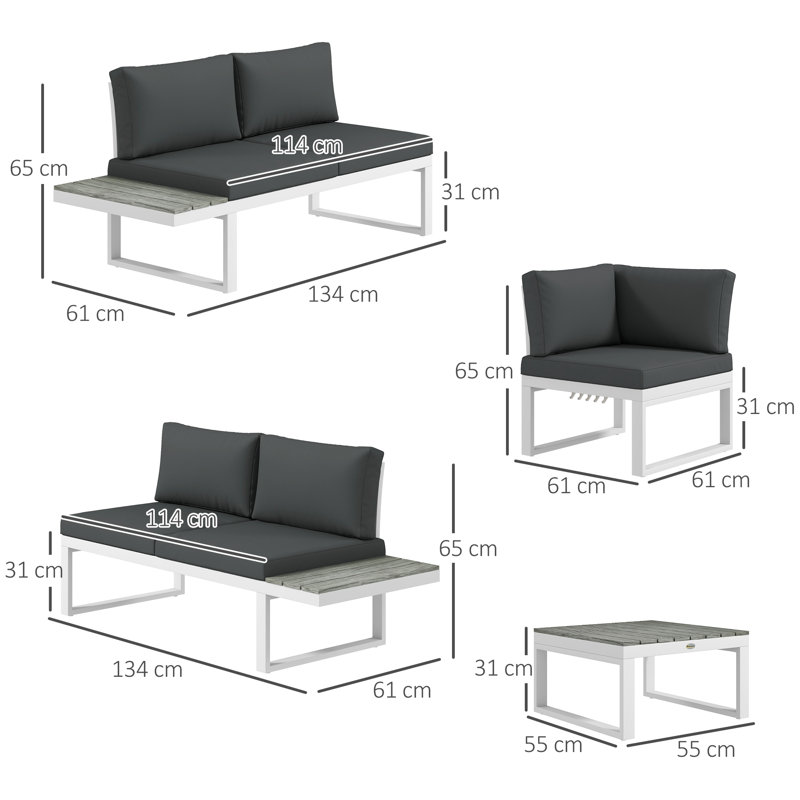 Neythan Metal 5 - Person Seating Group with Cushions