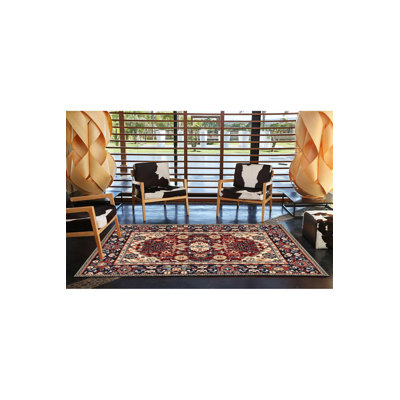 Burgundy Multi Colour Traditional Pattern Vintage Decorative Machine Washable Area Rug