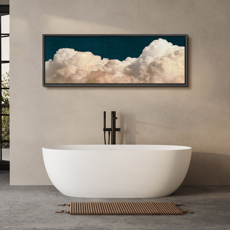 Nuage pastel sur toile, 2 pièces, H 20 po x l 60 po, Impression encadrée flottante sans passe-partout, Noir, noir, noir, noir