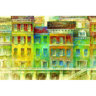 Bâtiments colorés audacieux - peinture sur toile tendue