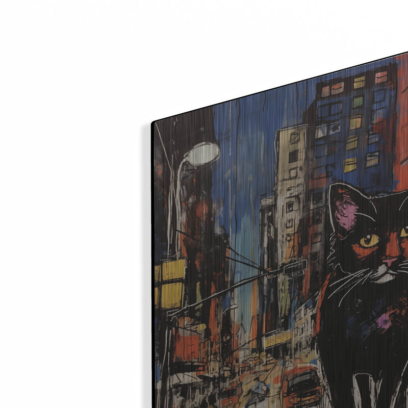 Art mural en métal Winston Porter «City Cat No 1» par Andreas Magnusson, H 16 po x l 12 po
