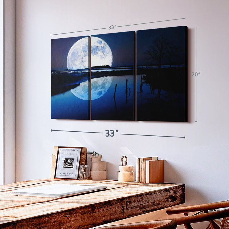 " Moon Reflection " 3 - Pieces, 20" H x 33" W x 1.25" D