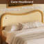 Structure de lit plateforme très grand avec tête de lit courbée en rotin, lit bohème Mid-Century, sans sommier, naturel-731265058-731265061
