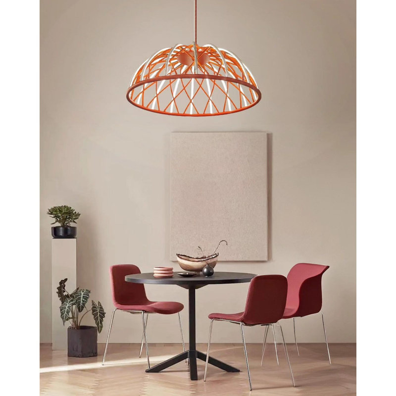 Stunning Red Chandelier, 30.0 in Diameter, 47.2 in Height | Durable Metal Body & Acrylic Cap | 1 x 70W LED Socket, 3000K Warm White Light, 7000 Lm | Perfect for Dining Rooms & Modern Interiors, Elegant Design
