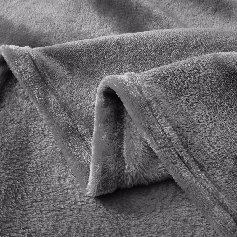 Couverture polaire en microfibre, L 108 po x L 90 po, Gris