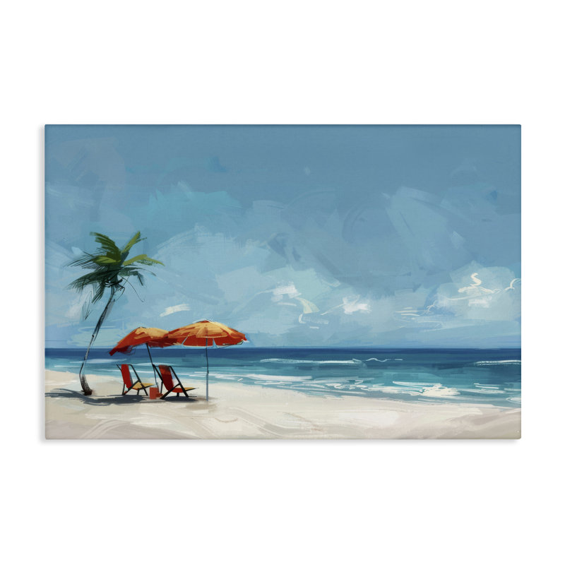 Art mural sur toile, "Beach Chair Symphony" par Irena Orlov, H 24 po x l 36 po