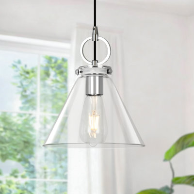 1-Light Cone Shaped Glass Pendant Light