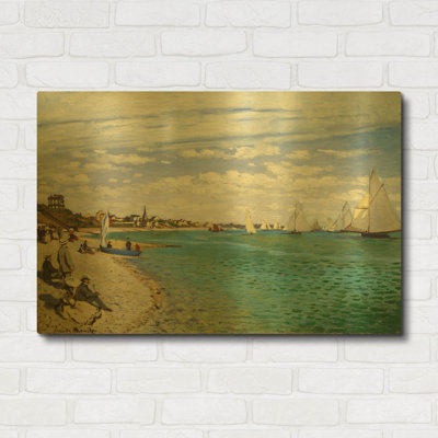 «Regatta at Sainte-Adresse» par Claude Monet, art mural en métal doré, 36 po x 24 po