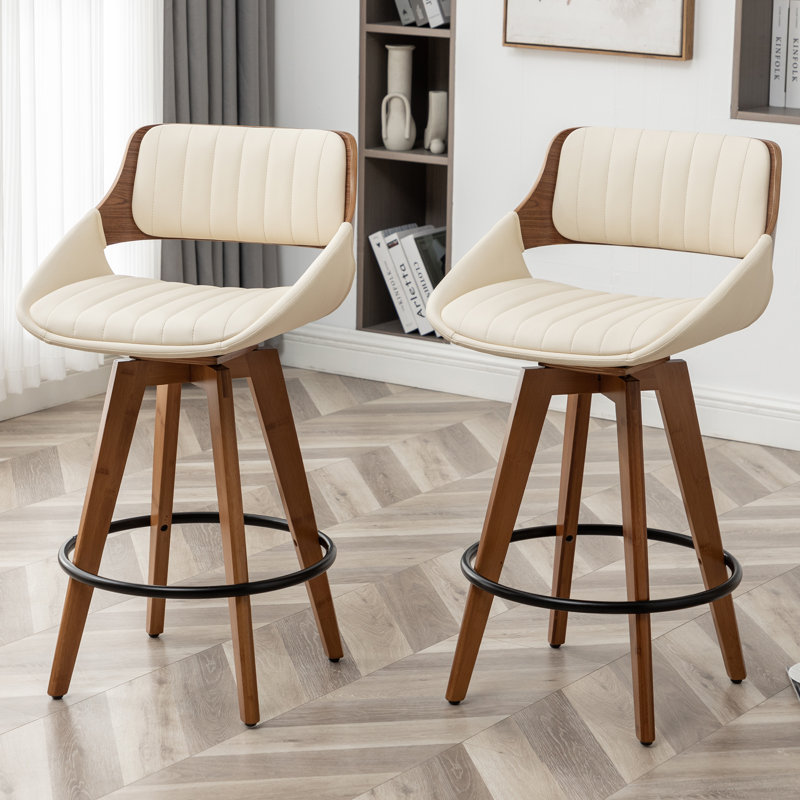 Jobani Swivel Stool, Beige, Bar Stool (30" Seat Height)