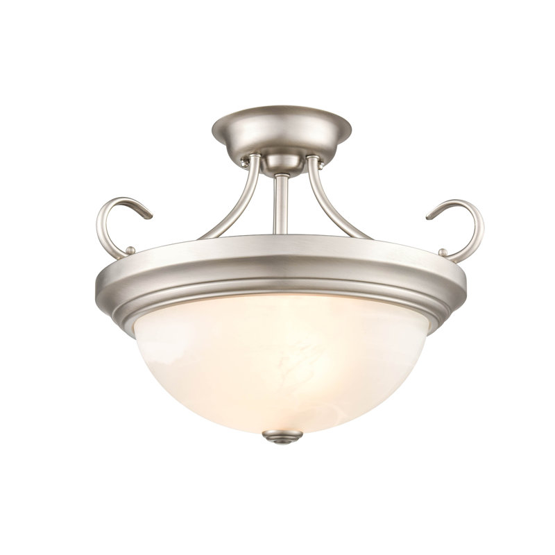 Snediker Glass Semi Flush Mount, Satin Nickel, 12" H x 15" W x 15" D