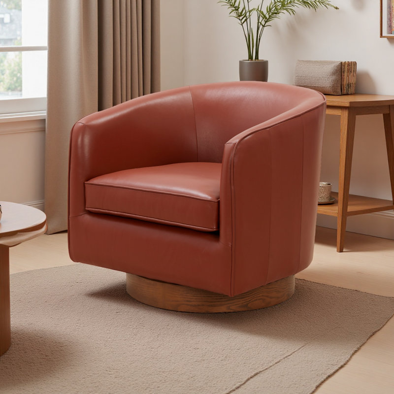Chaise pivotante en cuir fleur, Caramel