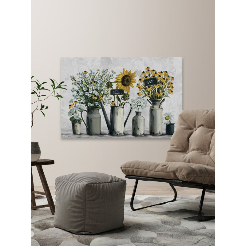 Tin Can Flowers - Wrapped Canvas Painting, 66cm H x 101cm W x 3.81cm D