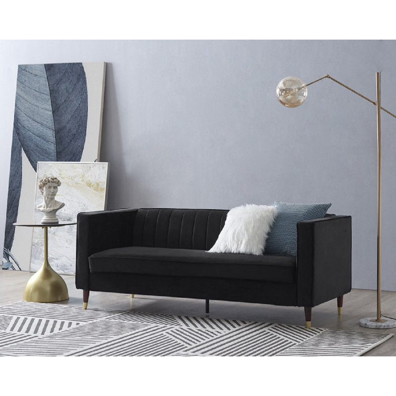 Doty 2 Seater Velvet Sofa, Black