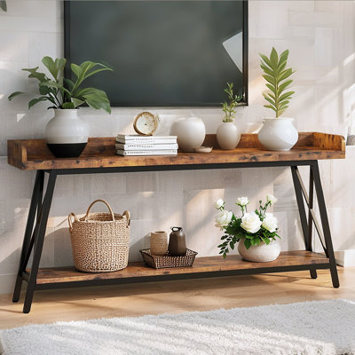 Console de 70,9 po de long, canapé derrière le canapé avec tablette de rangement à 2 niveaux, table d'entrée étroite pour le salon