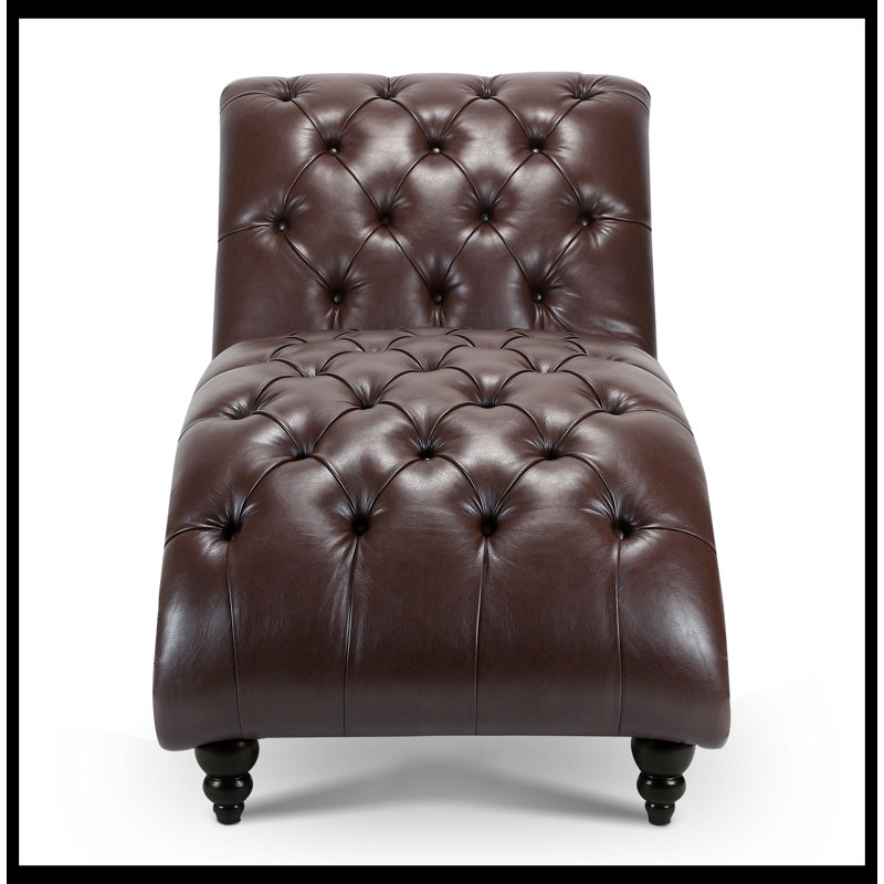 Chaise longue rembourrée Jesualdo, Similicuir brun foncé