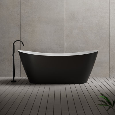 MonBlari 60" X 31" Acrylic Freestanding Soaking Bathtub with Overflow and Pop-up Drain For Bathroom