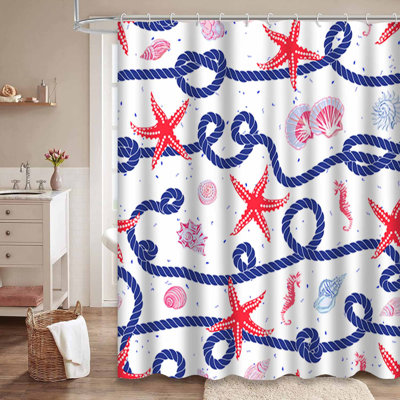 Rideau de douche blanc avec 12 crochets