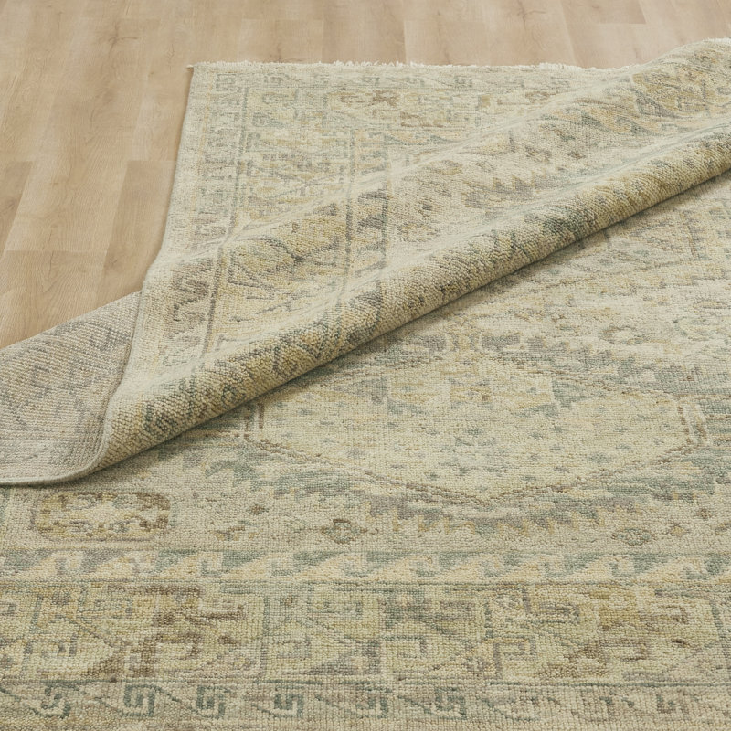 Tapis en laine noué à la main Glaspie Sandstone Elegance, Rectangle 10 pi x 14 pi