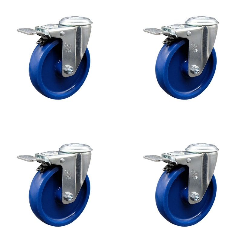 Solid Polyurethane Swivel Bolt Hole Caster Set with Total Lock Brake SCC