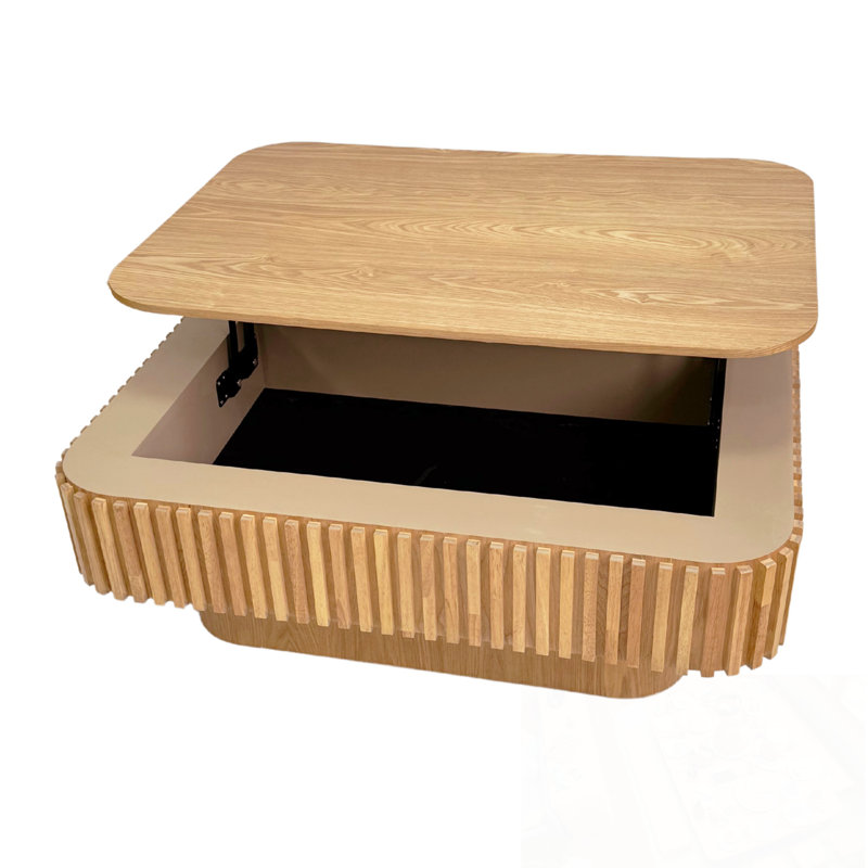 Plateau relevable avec rangement et hauteur ajustable, Naturel
