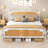 Platform Bed Frame with Natural Rattan Headboard and Footboard, Bohemian and Mid Century Style-710465277-710465276
