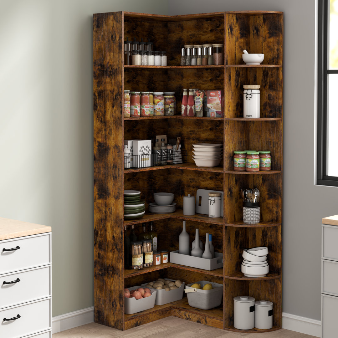 Crossland Book Shelf, 6 Tiers Shelf Large Tall Corner Etagere Bookcase With Full Baffle, L-Shaped Modern Storage Display Industrial Bookshelves For Bedroom, Home Office, Living Room & Kitchen Latitude Run®