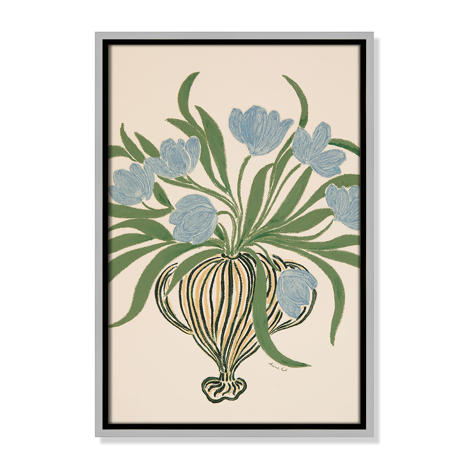 Colette "La Poire Blue Tulips" Print, 19.5" H x 13.5" W, Silver