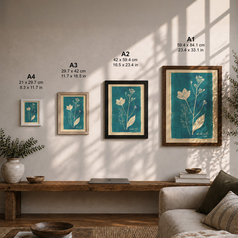 Delicate Study Botanical - Framed Print, A3 - 42.0 x 29.7 cm, White