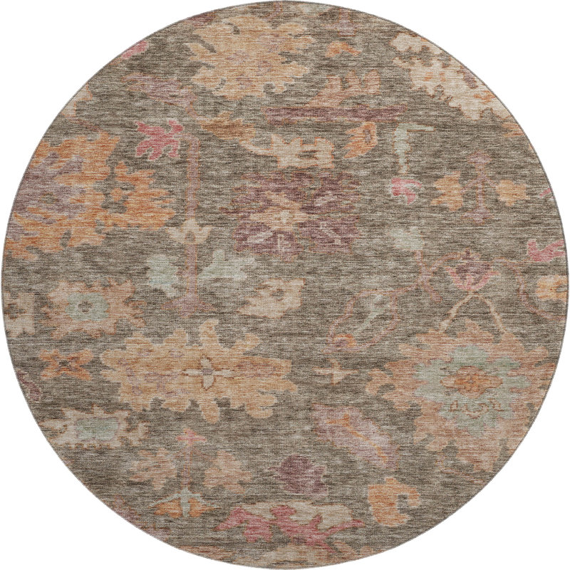 Premium Machine Washable Konopka AMF1108 Global Rug, Rond 8 pi
