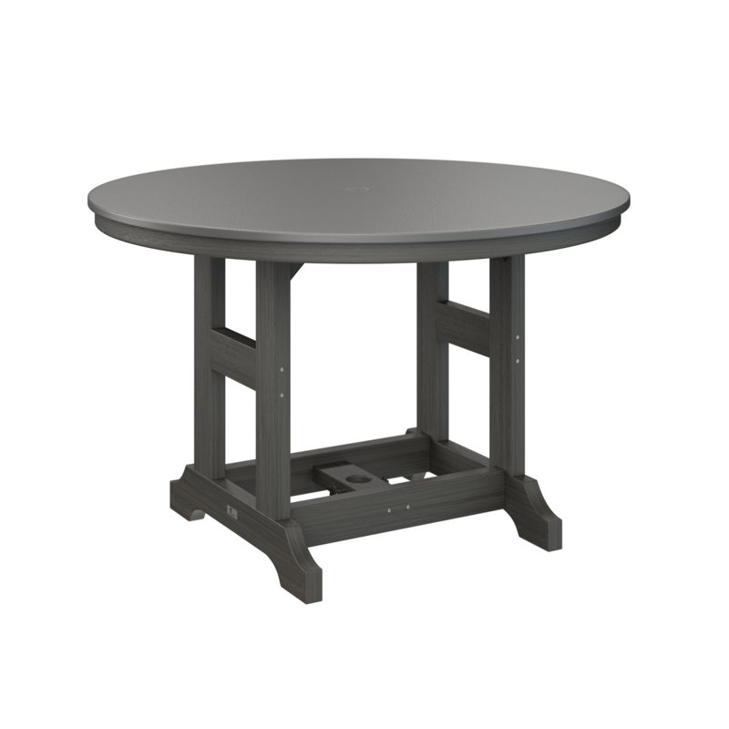 Garden Classic Outdoor Round Dining Table, Coastal Gray, 30.87" H x 48" W x 48" D, Hammered Top Stainless