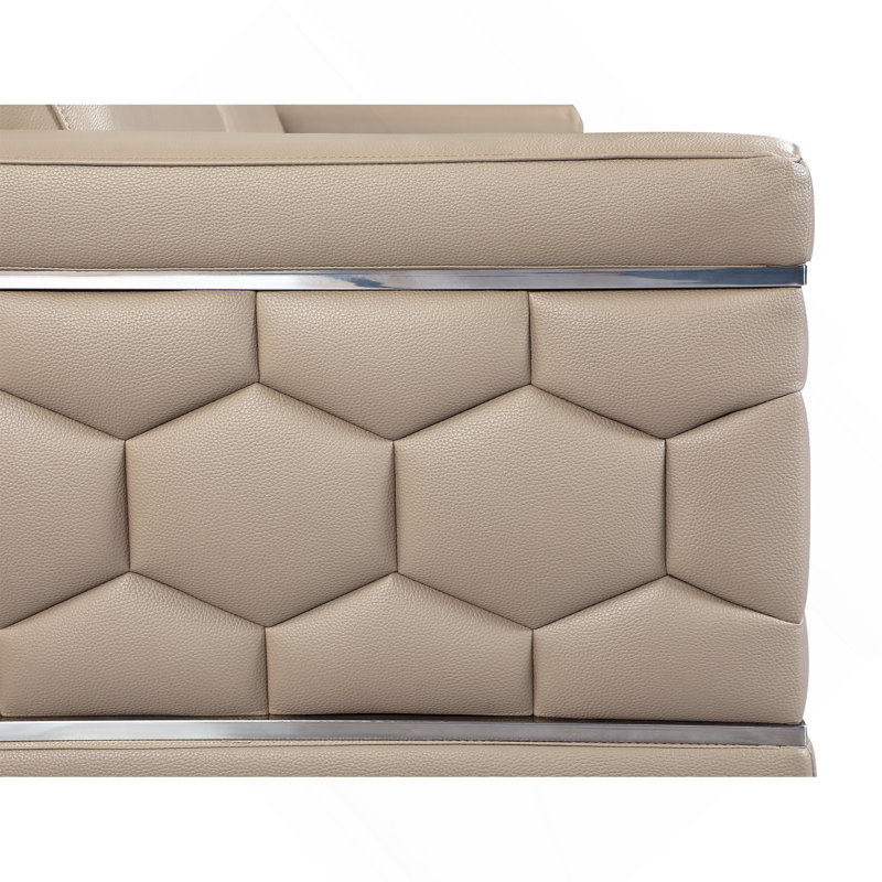 Causeuse en cuir italien à grain supérieur, Beige