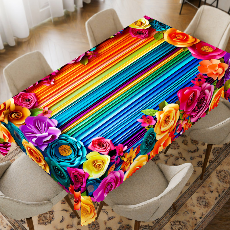 Nappe de table à motif floral mexicain 152 x 220 cm, L 86 po x l 60 po
