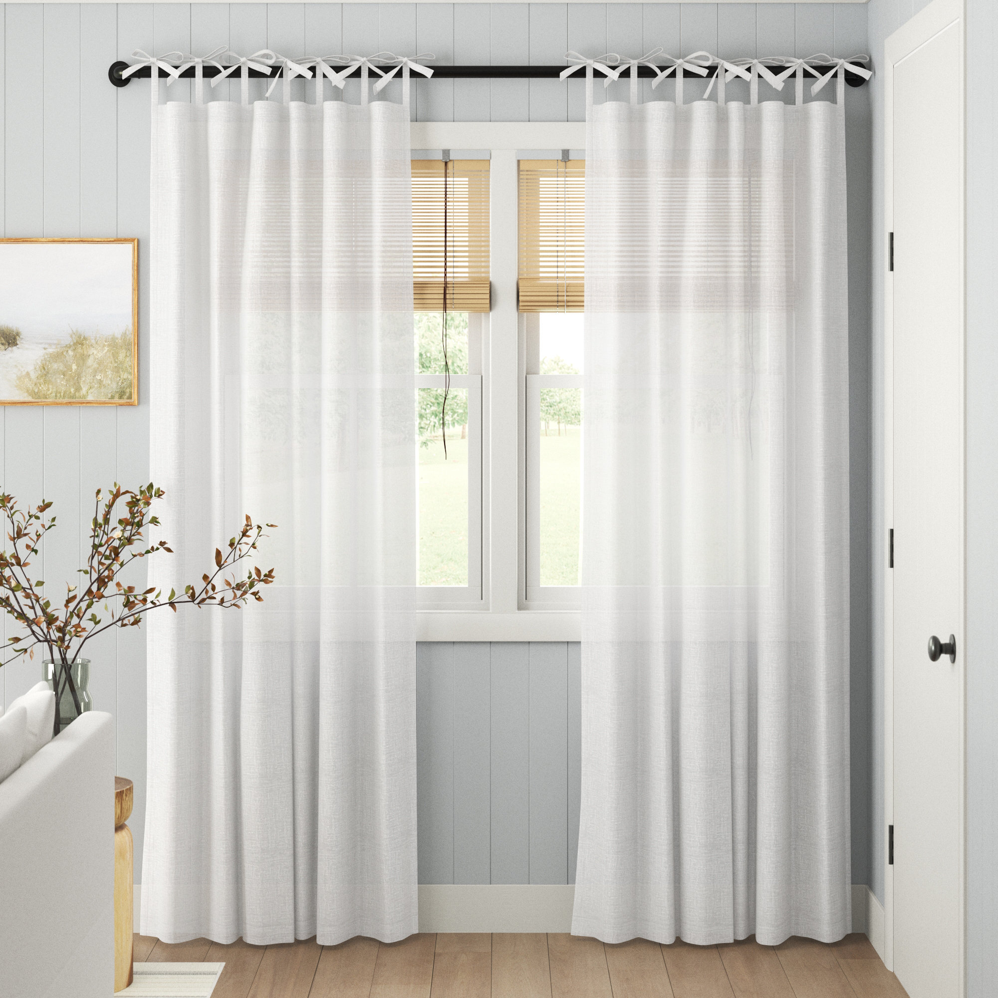 White & Ecru 100% Sheer Linen Fabric By The Yard, Curtain, Drapery, Ta –  Classic & Modern Home