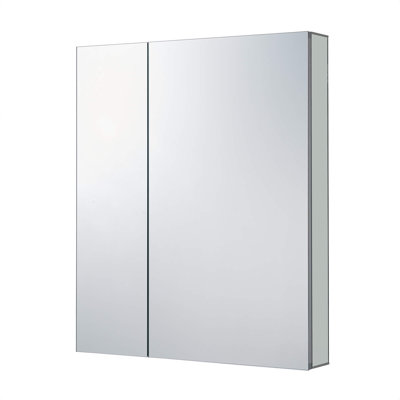 FINE FIXTURES Recessed or Surface-Mount Aluminum Medicine Cabinet with Dual-Sided Mirror and Easy-Grip Handle