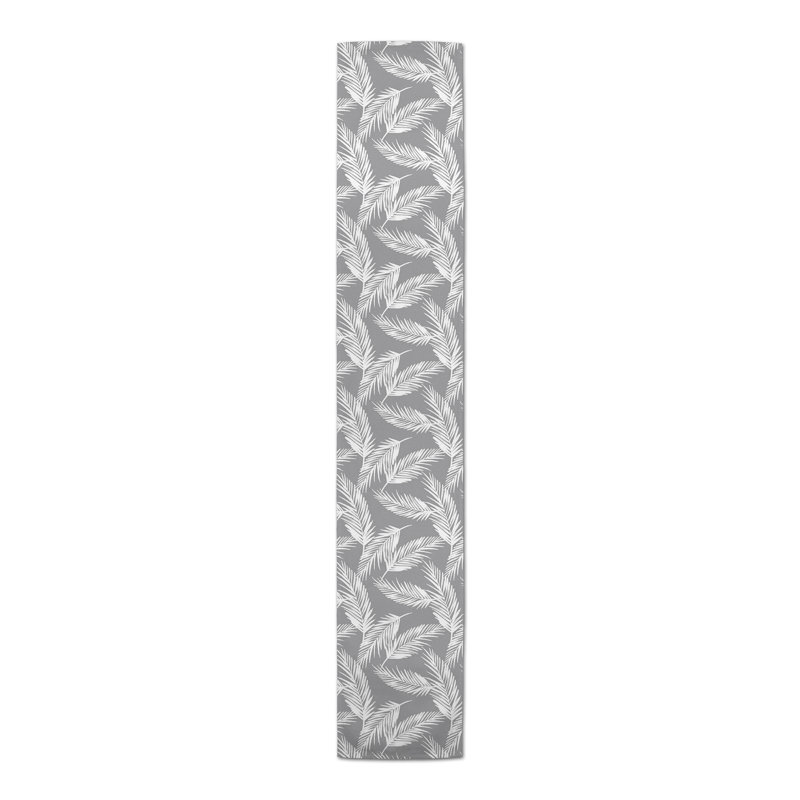 Akeylah Rectangle Floral Polyester Table Runner, 72" x 16", Gray