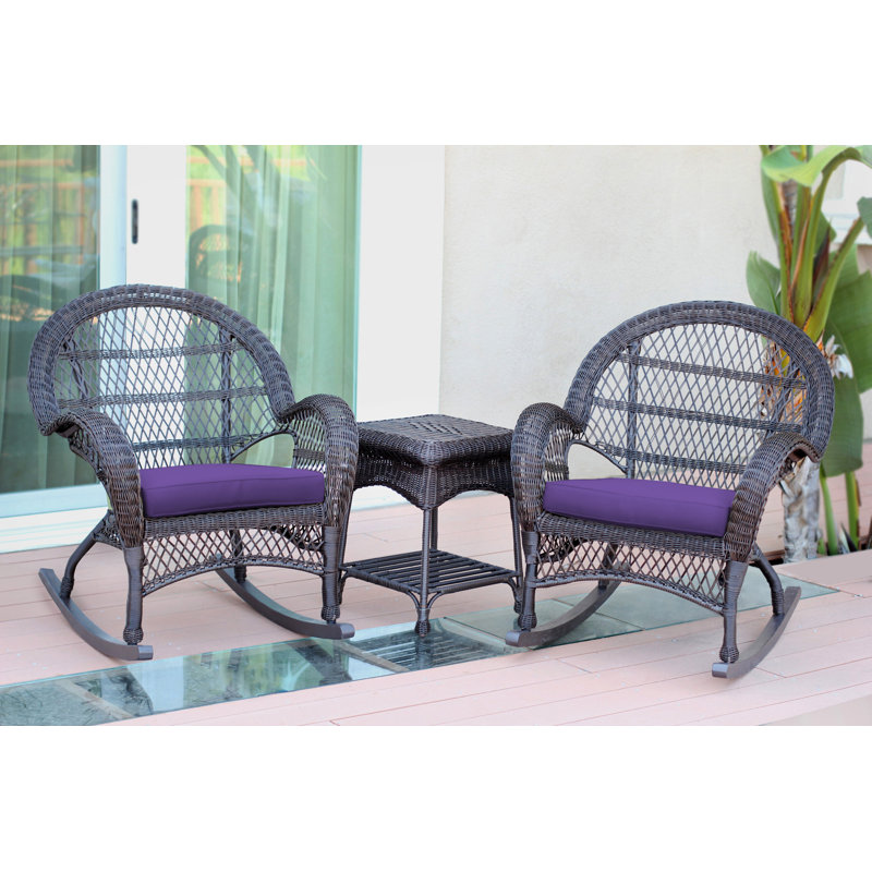 Mangum 2 - Person Patio Conversation Set with Cushions, Red, Espresso