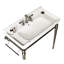 Lavabo de salle de bain en céramique blanche 36 po - haute performance, surface lisse, facile à nettoyer, design élégant, 3 trous pré-percés, prévention des débordements, nettoyage de surface robuste et élégant, protection élégante