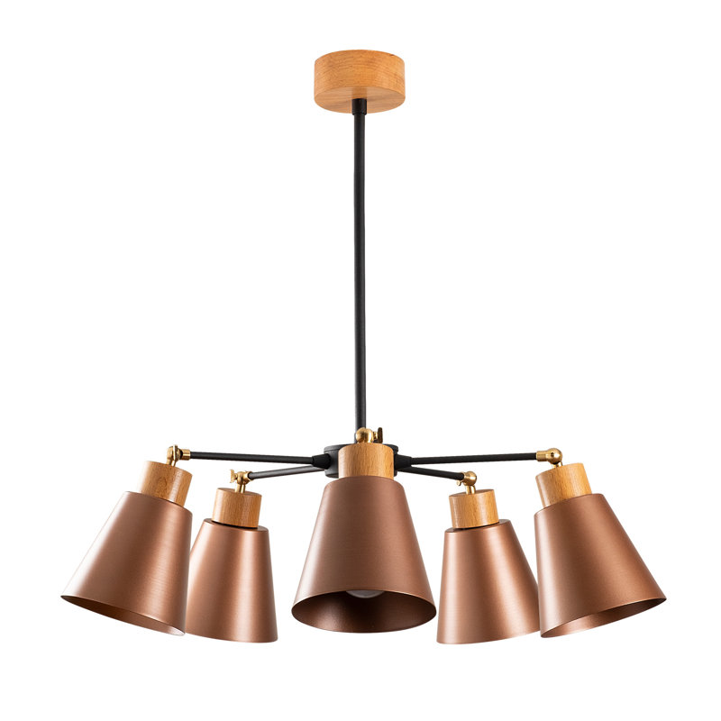 Luminaire suspendu conique à 5 lumières Seren, Cuivre
