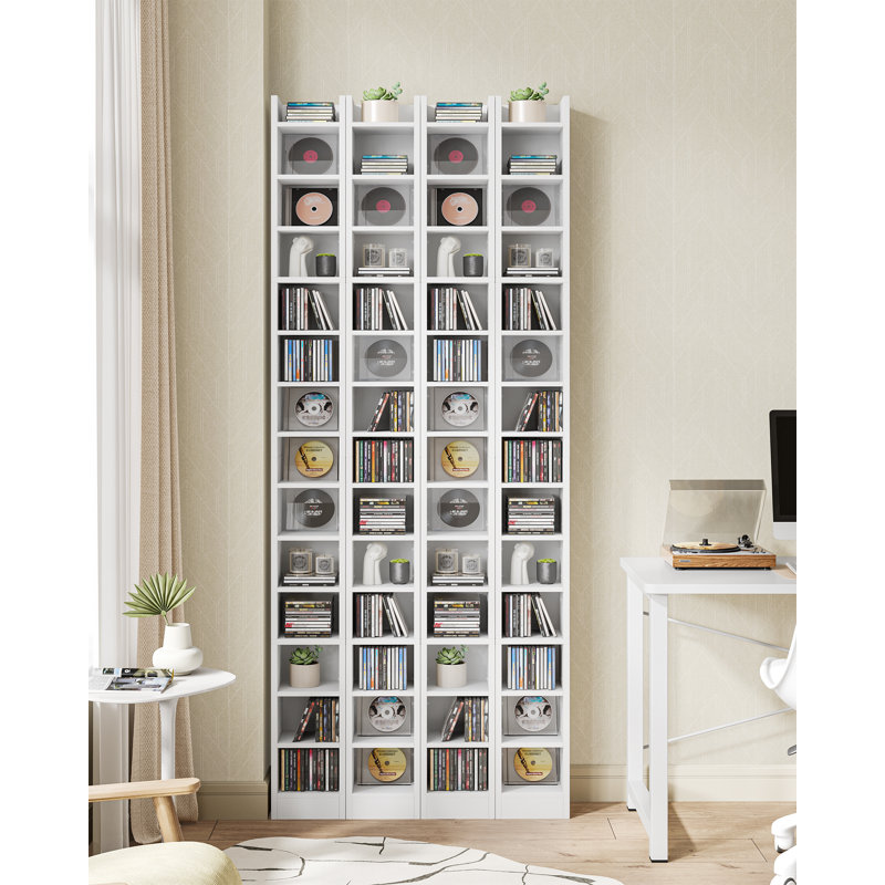 CD/DVD Rack, 272 CD Storage Racks Shelf, Storage Tower with Adjustable Shelves, Media Display Stand Units for Living room, Study, 20 x 17 x 213 cm, White 