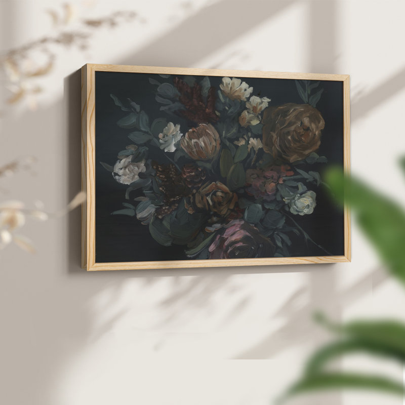 Antique floral nature morte I - impression encadrée - réaménageable, Naturel, H 11 po x l 14 po