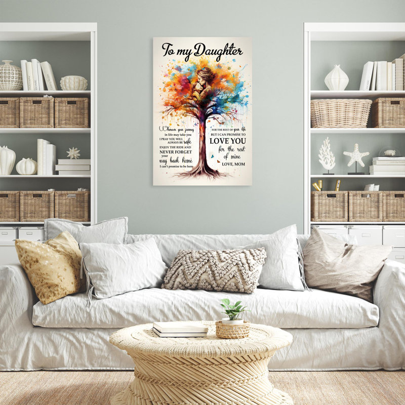 «Colorful Tree To My Daughter Gallery», toile tendue pour décor de fille, vert et rouge, H 36 po x l 24 po x P 2 po