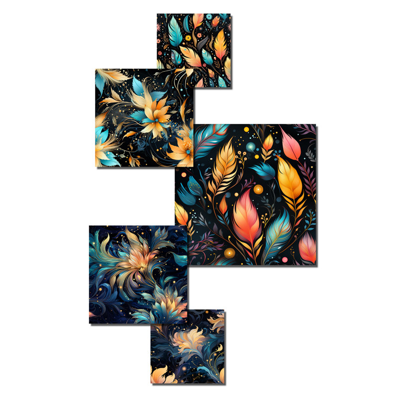 Tauryn - ensemble d'art mural floral de 5