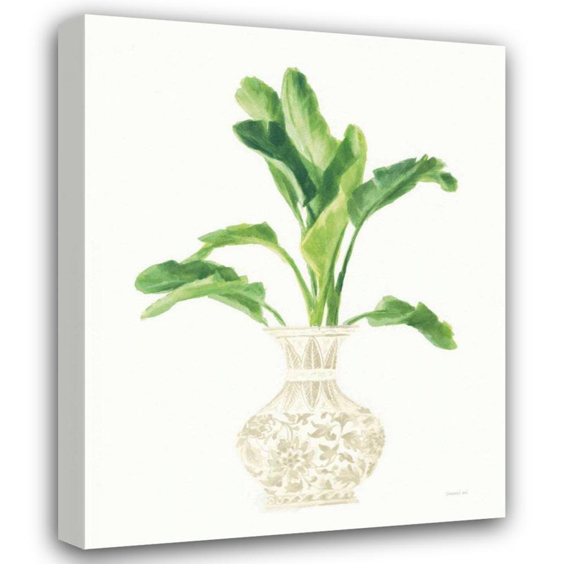 Art Direct Nai, Danhui, reproduction d'art sur toile tendue: Palm Chinoiserie I Cream, H 35 po x l 28 po